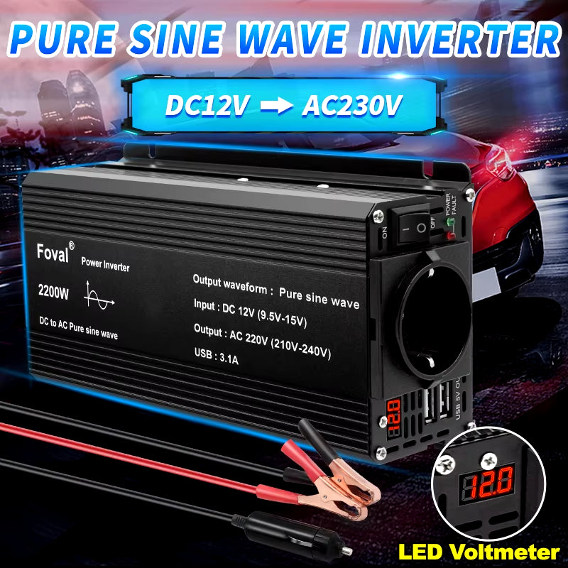 Inversor de onda sinusoidal pura de 12 V CC a 220 V CA, 230 V