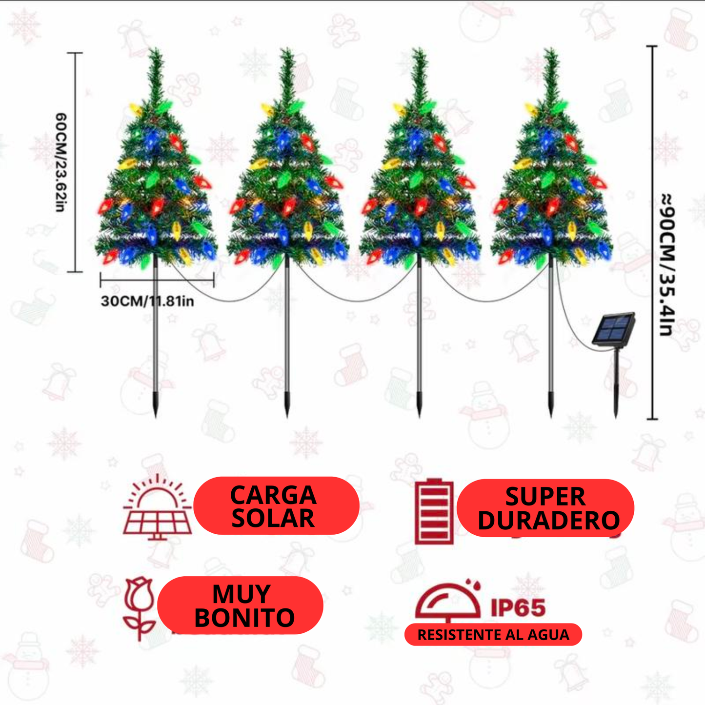 Leds para decoración Navideña o Fiestas 80 bobillas y una placa solar automática