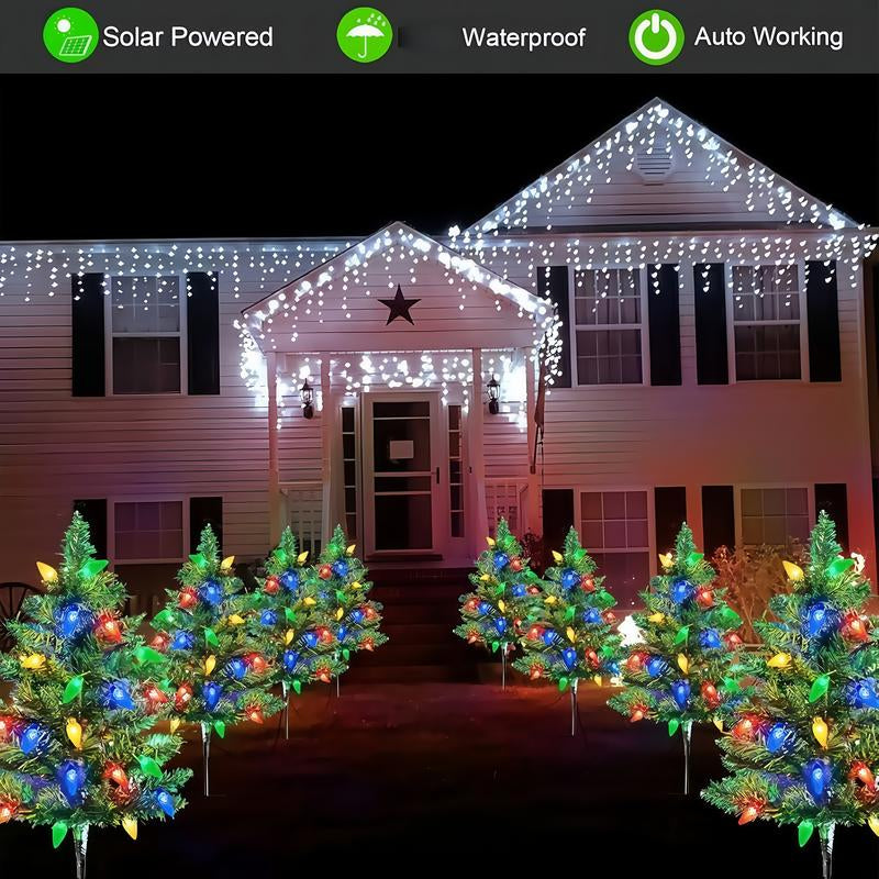 1 remolque de 4 luces solares para árbol