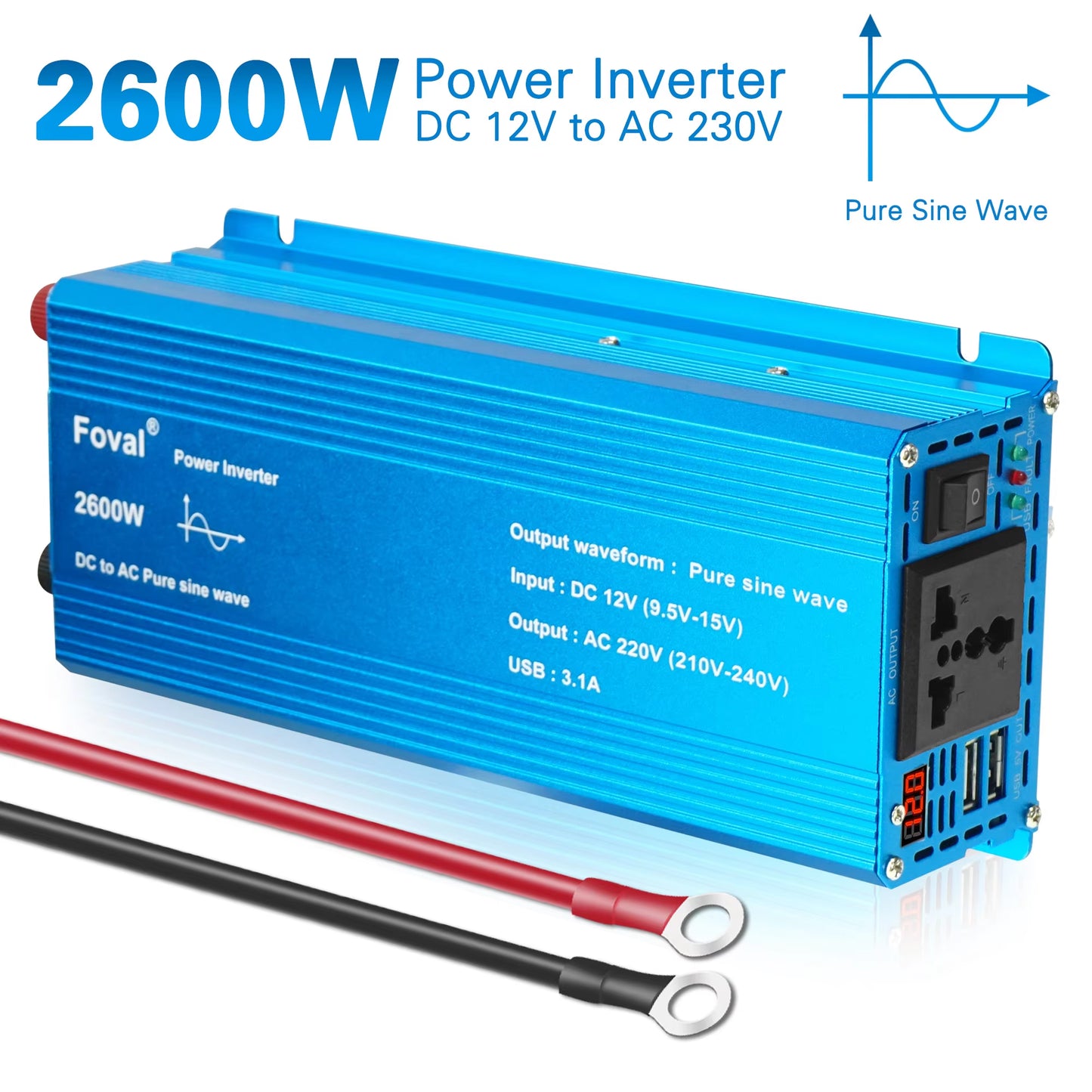 Inversor de onda sinusoidal pura de 12 V CC a 220 V CA, 230 V