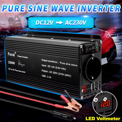 Inversor de onda sinusoidal pura de 12 V CC a 220 V CA, 230 V