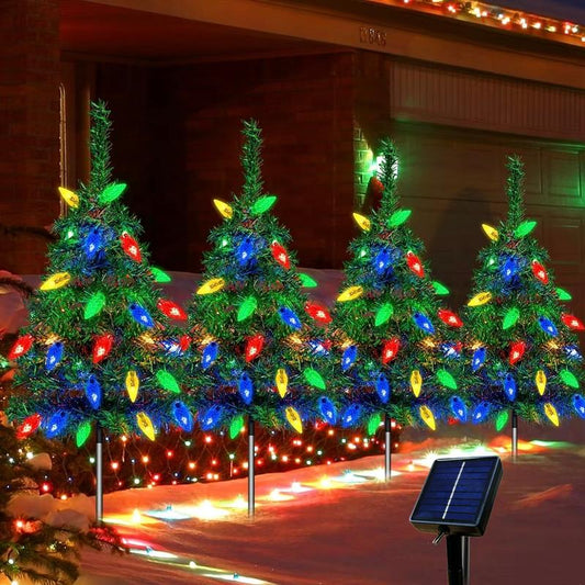 1 remolque de 4 luces solares para árbol