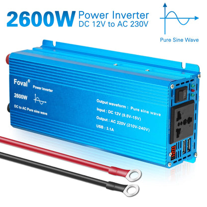 Inversor de onda sinusoidal pura de 12 V CC a 220 V CA, 230 V